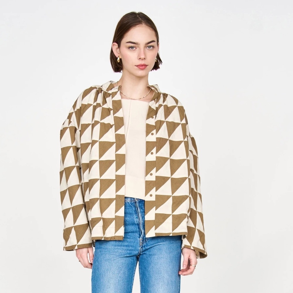 NWOT Mirth Bergen Jacket - Tannin Ecru Patchwork